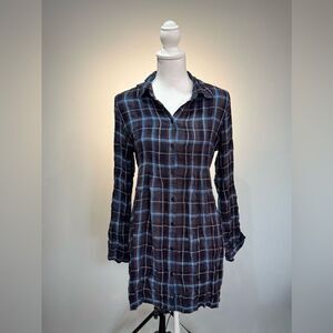 Gray Style & Co Plaid L/S Shirtdress Size 6 VGUC